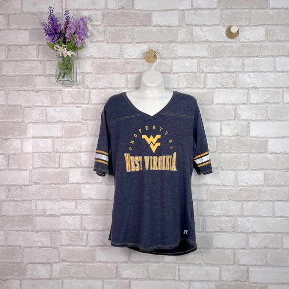 WVU West Virginia Blue V-Neck T-Shirt - Picture 1 of 10